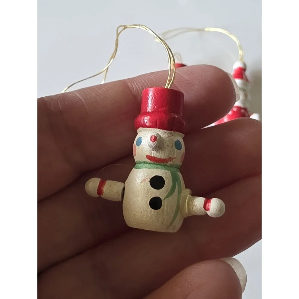 Vintage Lot Of 8 Mini Wooden Christmas Ornaments Wood Miniature Painted
